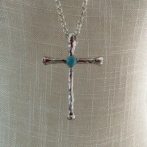 3in .925 Cross with Turquoise Center Stone